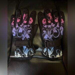 Girls floral winter gloves